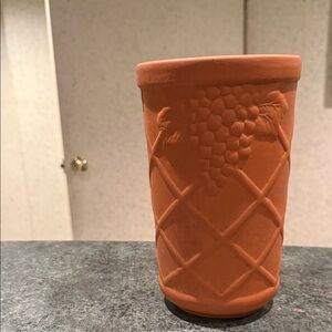 Terracotta Vase with Grape Design